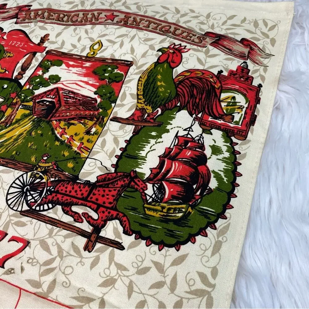 1977 Vintage Cloth Wall Calendar Beige Cottagecore Folk Art